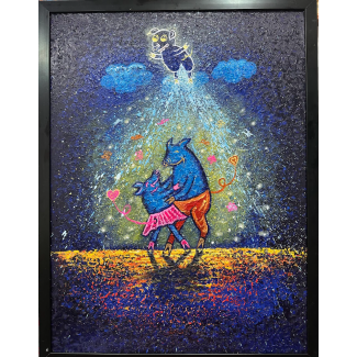 Piggy Love Dance | Original Hand-Painted Pop Art Acrylic Painting