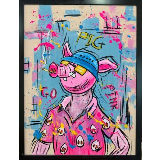 Mr. Cool Pig – Original Hand-Painted Pop Art Acrylic Pig Painting