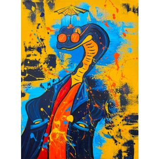 Quý Ông Tỵ – Tranh Acrylic Rắn Pop Art Độc Bản Vẽ Tay
