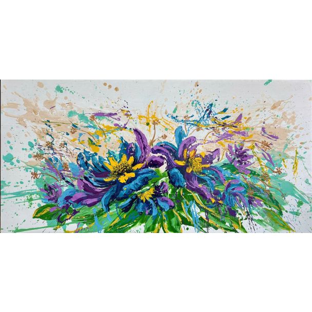 Tranh vẽ hoa trừu tượng Hoa Mộc Vũ kỹ thuật đắp nổi acrylic hiện đại độc đáo 1