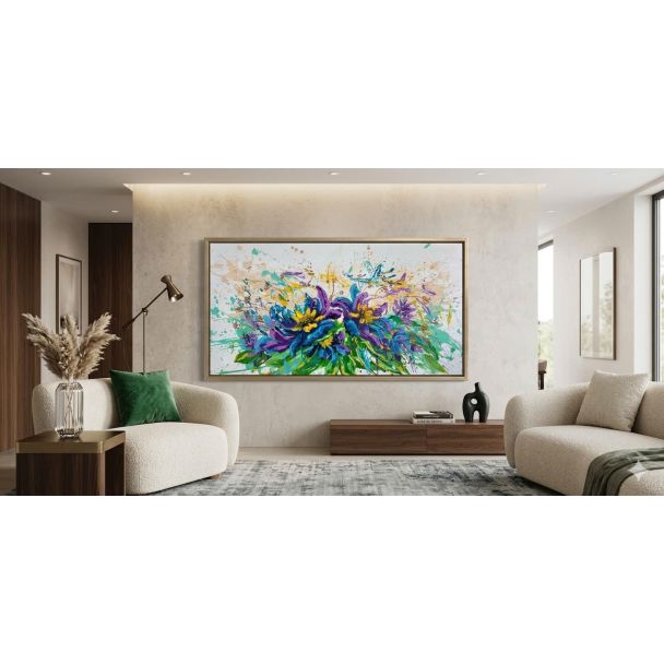 Tranh vẽ hoa trừu tượng Hoa Mộc Vũ kỹ thuật đắp nổi acrylic hiện đại độc đáo 2