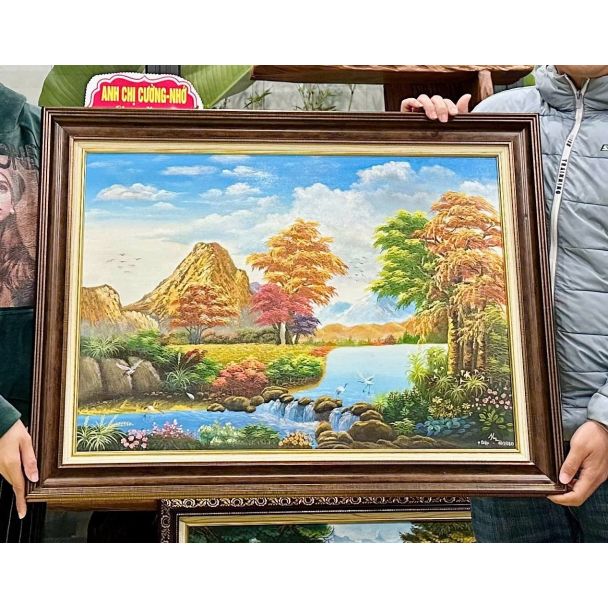 Tranh phong cảnh núi sông Châu Âu có khung