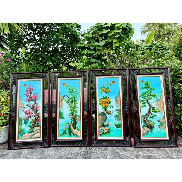 Tranh Tứ quý Xuân Hạ Thu Đông có khung