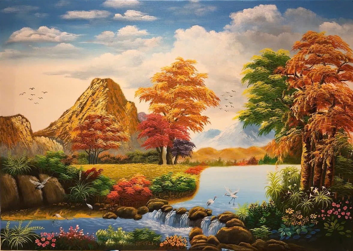 Tranh phong cảnh Việt Nam và Châu Âu vẽ tay nghệ thuật
